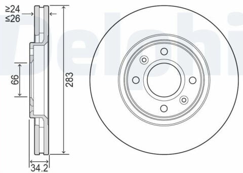 Opel Crossland X 1.5HDI 2018-2025 Delphi Ön Disk 283mm 2 Adet