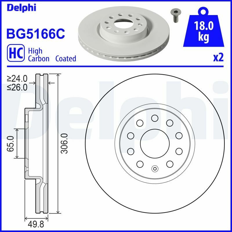 Cupra Formentor 1.5TSI 2020-2025 Delphi Ön Disk 306mm 2 Adet
