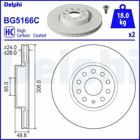 Cupra Formentor 1.5TSI 2020-2025 Delphi Ön Disk 306mm 2 Adet