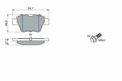 Peugeot 307 1.6 2000-2007 Bosch Arka Balata 24150