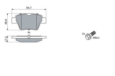 Peugeot 207 1.6THP 2006-2011 Bosch Arka Balata 24150