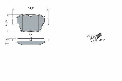 Citroen C4 1.6VTi 2004-2008 Bosch Arka Balata 24150