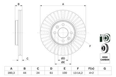Renault Laguna 1 2.0 1998-2001 Bosch Ön Disk 280mm 4 Bijon 2 Adet