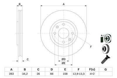 Peugeot 308 1.6HDi 2007-2013 Bosch Ön Disk 283mm 2 Adet