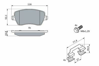 Nissan Micra K13 1.2 2010-2019 Bosch Ön Balata WVA23973