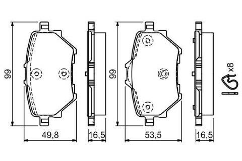 Peugeot 3008 1.6HDi 2016-2019 Bosch Arka Balata WVA25839