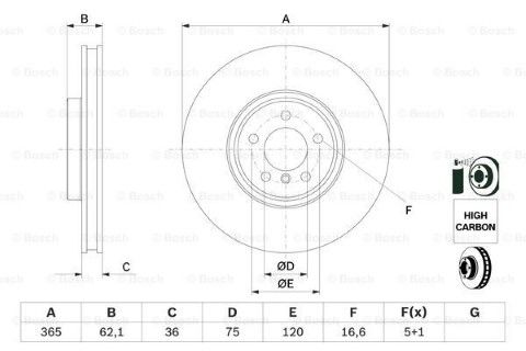 BMW X5 E70 30sd 3.0 2007-2008 Bosch Ön Disk 365mm 2 Adet
