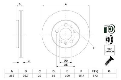 Skoda Octavia 1.6 1996-2010 Bosch Ön Disk (256 mm) 2 Adet