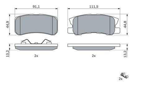 Dodge Avenger 2.0CRD 2007-2010 Bosch Arka Balata WVA23582