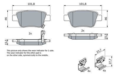 Toyota Avensis T25 (03-08) 2.0 2003-2008 Bosch Arka Balata 23620