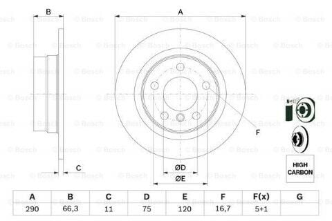 BMW 1 F20 118i 1.6 2011-2016 Bosch Arka Disk 290mm 2 Adet