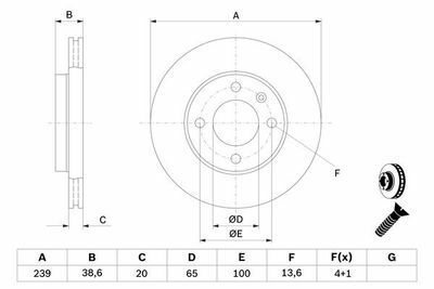 Volkswagen Polo Classic 1.6 1995-2001 Bosch Ön Disk 239mm 2 Adet