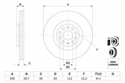 Audi A3 1.0TFSI 2016-2019 Bosch Ön Disk 340 mm 2 Adet