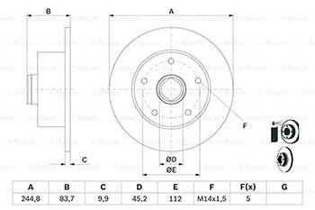 Audi A4 1.6 1994-2001 Bosch Arka Disk 245mm 2 Adet