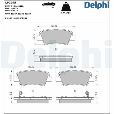 SsangYong Korando 1.5T 2019-2024 Delphi Arka Balata NETPAR25337