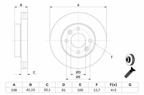 Renault Kangoo 1 1.4 1998-2007 Bosch Ön Disk Havalı 238mm 2 Adet
