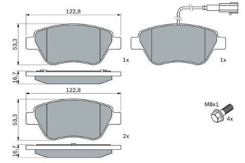 Citroen Nemo 1.4HDI 2008-2013 Bosch Ön Balata WVA23705