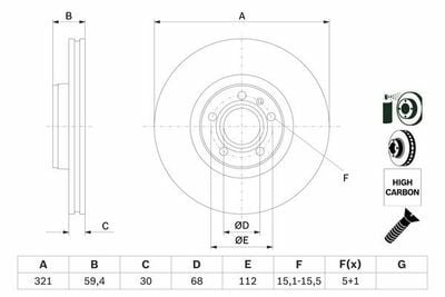 Audi A8 3.0TDI 2003-2012 Bosch Ön Disk 321mm 2 Adet