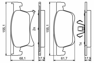 Opel Corsa E 1.2 2014-2018 Bosch Ön Balata 0986494823