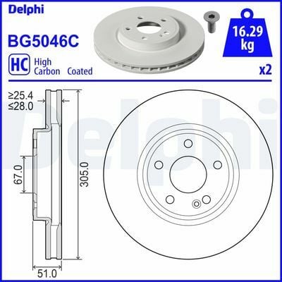 Mercedes CLA Serisi (118) CLA 200 1.3 2019-2025 Delphi Ön Disk 305mm 2 Adet