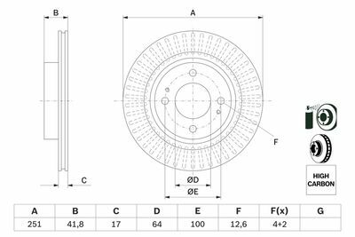 Mitsubishi Attrage 1.2 2014-2016 Bosch Ön Disk 251mm 2 Adet