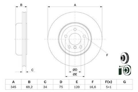 BMW 7 F07 530d GT XD 3.0 2010-2012 Bosch Arka Disk 2 Adet