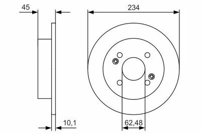 Hyundai i10 1.2 2013-2019 Bosch Arka Disk 234mm 2 Adet