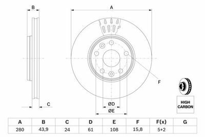 Mercedes CITAN 109 CDI 1.5 2013-2014 Bosch Ön Disk 280mm 2 Adet