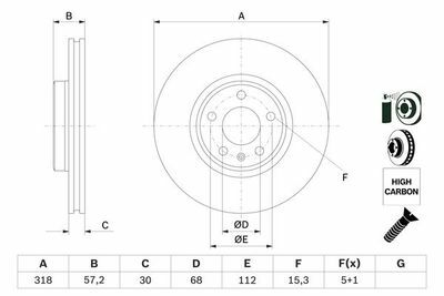 Audi A5 1.4TFSI 2017-2019 Bosch Ön Disk (318 mm) 2 Adet