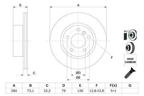 BMW 1 E87 116d 2.0 2009-2011 Bosch Ön Disk 284mm 2 Adet