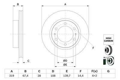 Toyota Hilux 2.5D4D 2011-2015 Bosch Ön Disk 319mm 2 Adet
