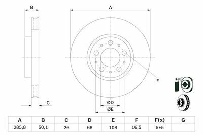Volvo S80 2.4 D5 2001-2006 Bosch Ön Disk 286mm 2 Adet