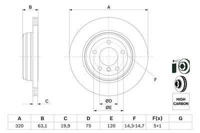 BMW 5 E60 530d 3.0 2003-2010 Bosch Arka Disk Havalı 2 Adet