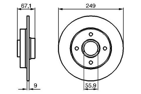 Peugeot 307 1.4HDI 2001-2005 Bosch Arka Disk 249mm Rulmansız 2 Adet