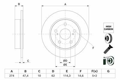 Toyota Corolla 1.5VVTi 2021-2024 Bosch Arka Disk 274mm 2 Adet