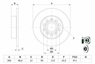 Audi A3 1.6FSI 2004-2007 Bosch Arka Disk 256 mm 2 Adet