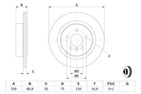BMW 5 F10 520i 2.0 2011-2015 Bosch Arka Disk 2 Adet