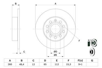 Volkswagen Scirocco 1.4TSI 2008-2012 Bosch Arka Disk 256 mm