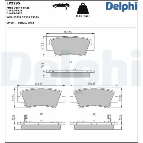 Hyundai Kona 1.0T-GDI 2020-2023 Delphi Arka Balata NETPAR25337