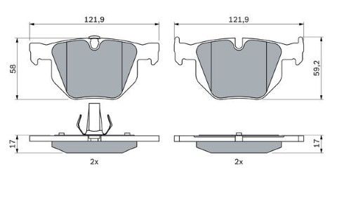 BMW 5 E60 525D 2.5 2004-2007 Bosch Arka Balata 23732