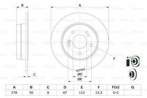 Mercedes E Serisi (210) E 200 2.0 1995-2001 Bosch Arka Disk 278mm 2 Adet