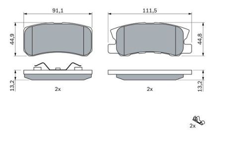 Mitsubishi ASX 1.6 2010-2012 Bosch Arka Balata WVA23582