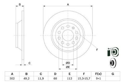 Audi A6 2.0TDI 2004-2011 Bosch Arka Disk 2 Adet