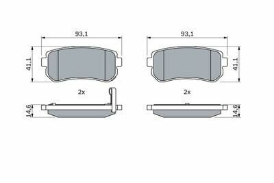 Hyundai i20 1.4 2009-2014 Bosch Arka Balata NETPARNET24320