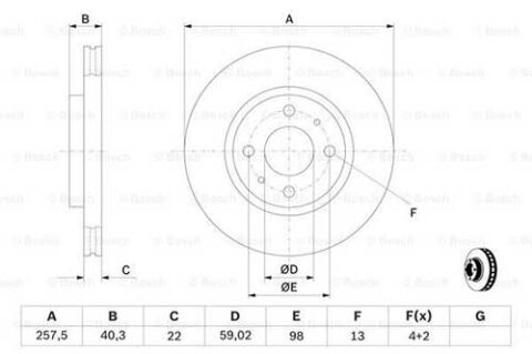 Fiat Stilo 1.4 2004-2008 Bosch Ön Disk 257mm 4 Bijon 2 Adet