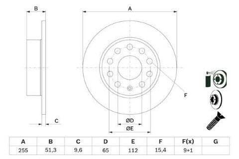 Skoda Octavia 1.6TDI 2009-2020 Bosch Arka Disk (255 mm) 2 Adet