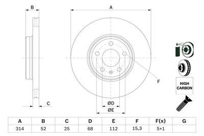 Audi A4 1.8TFSI 2007-2015 Bosch Ön Disk 314mm 2 Adet