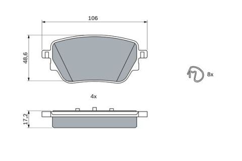 Mercedes A Serisi (177) A180d 1.5	 2018-2021 Bosch Arka Balata 106mm