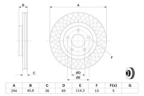 Jeep Compass 2.4 2006-2009 Bosch Ön Disk 294mm 2 Adet