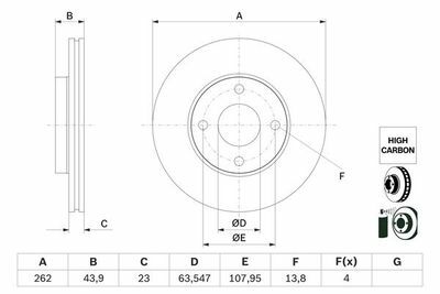 Ford Fiesta 1.1	 2017-2019 Bosch Ön Disk 262mm 2 Adet